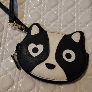 Black & White Cat / Dog Face Coin Purse Wristlet